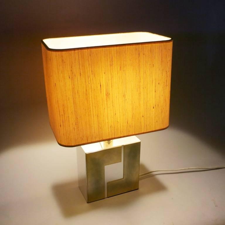 Late 20th Century Graphical Brass and Chrome Lamp by Willy Rizzo, 1970s