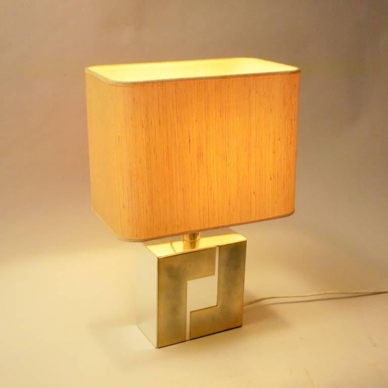 Graphical Brass and Chrome Lamp by Willy Rizzo, 1970s 2