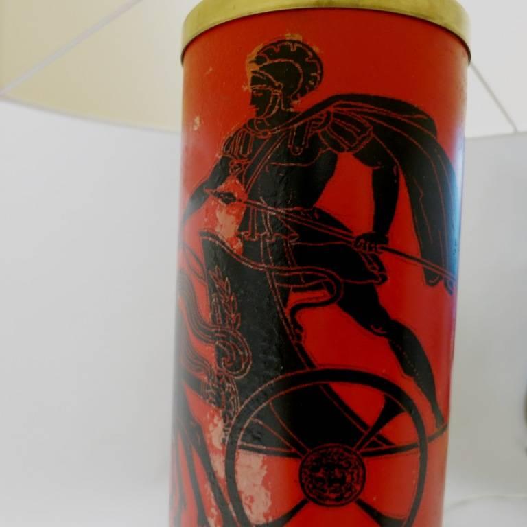French Lamp with Ancient Greece Decor by Piero Fornasetti, 1950s For Sale