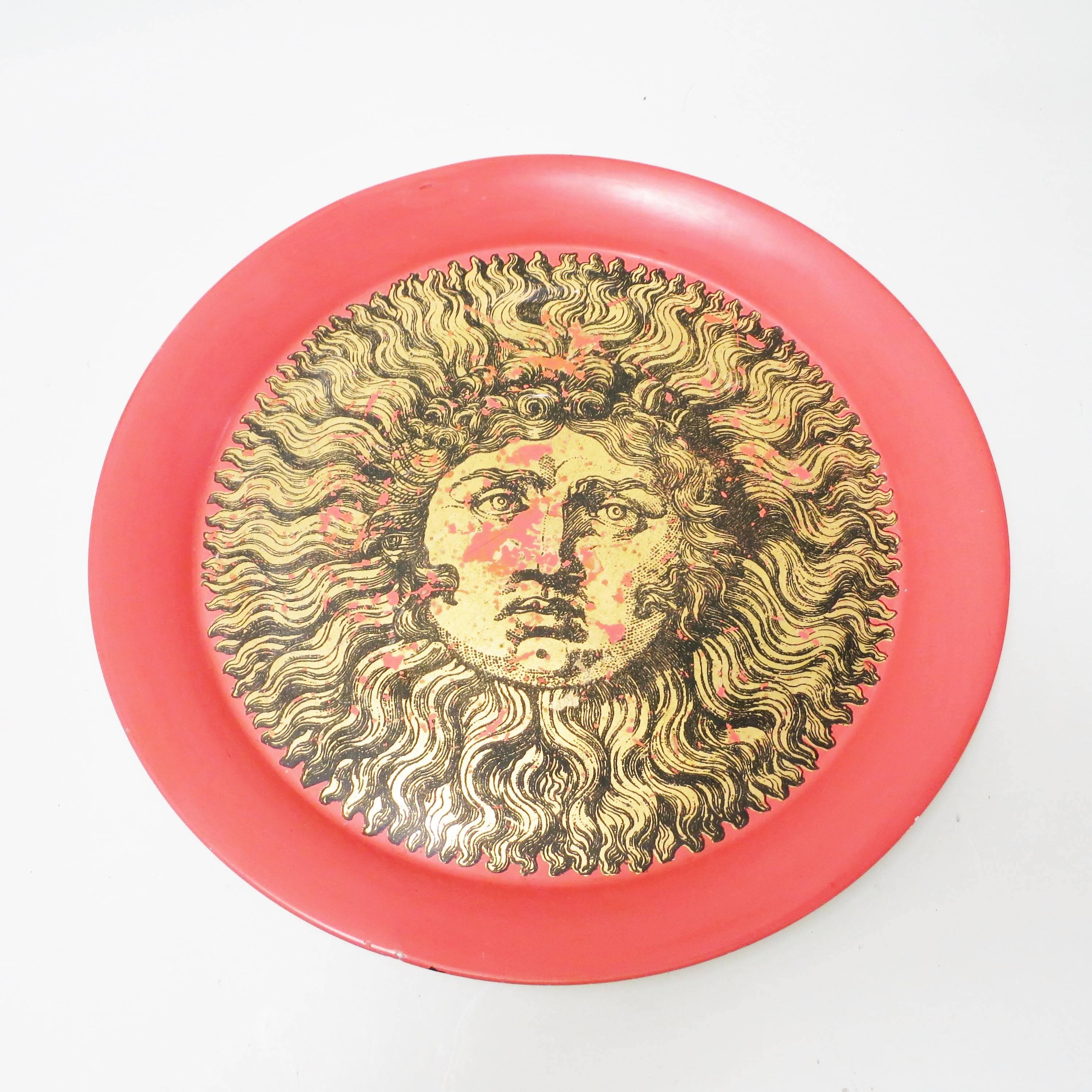 Metal Large Tray King Sun by Piero Fornasetti, circa 1950 For Sale