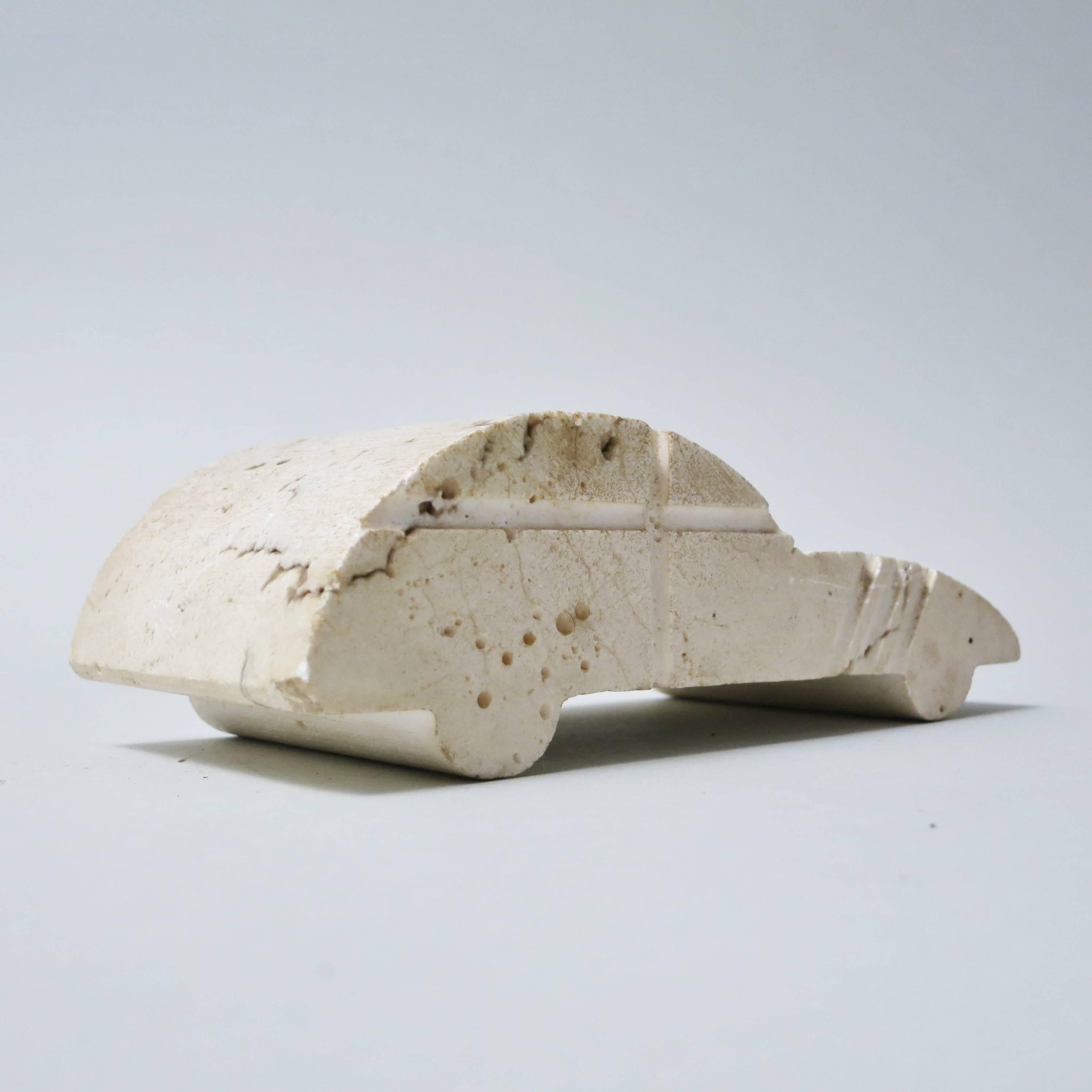 Mid-Century Modern Italian Sport Car Paperwieght in Travertine by Fratelli Mannelli, circa 1970 For Sale