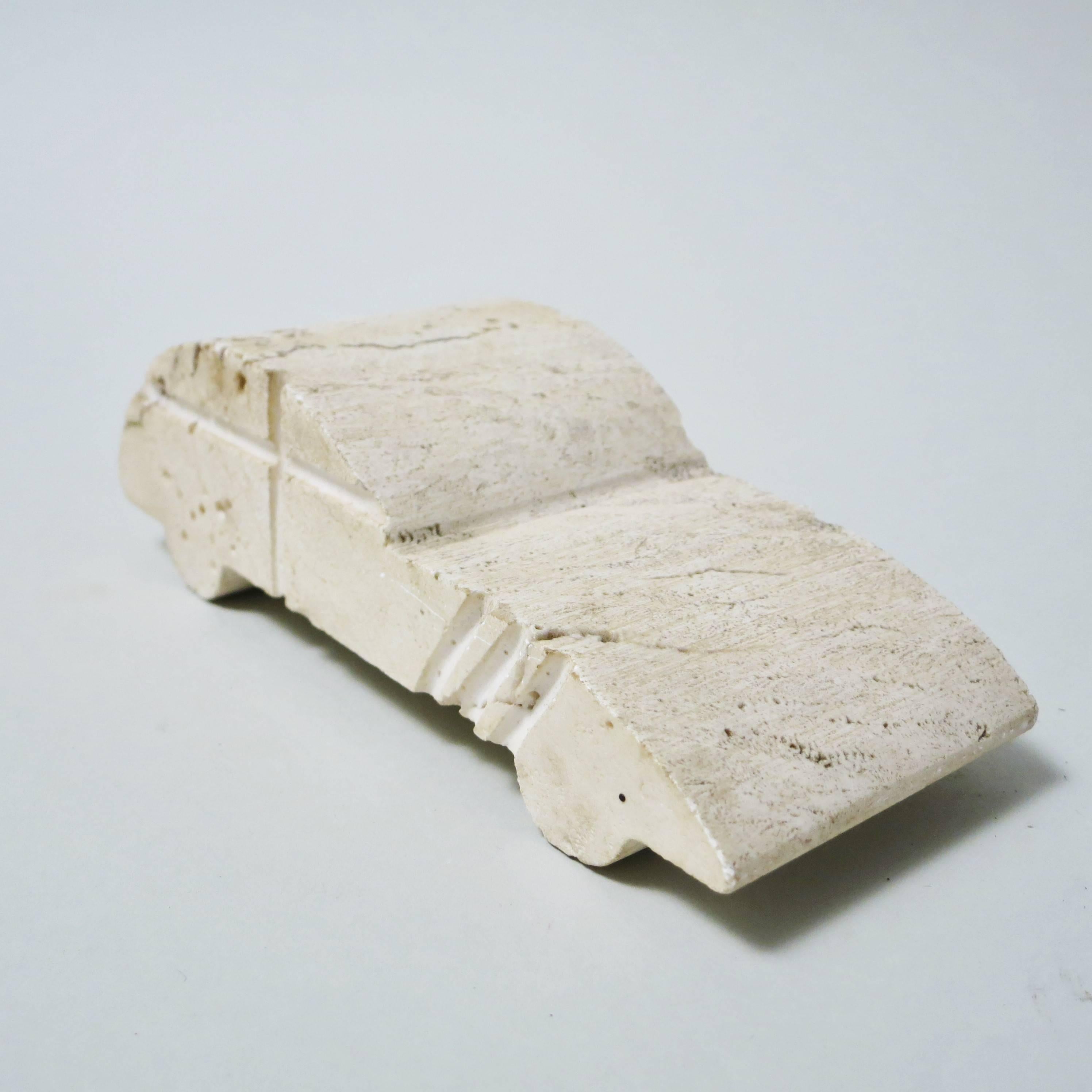 Carved Italian Sport Car Paperwieght in Travertine by Fratelli Mannelli, circa 1970 For Sale