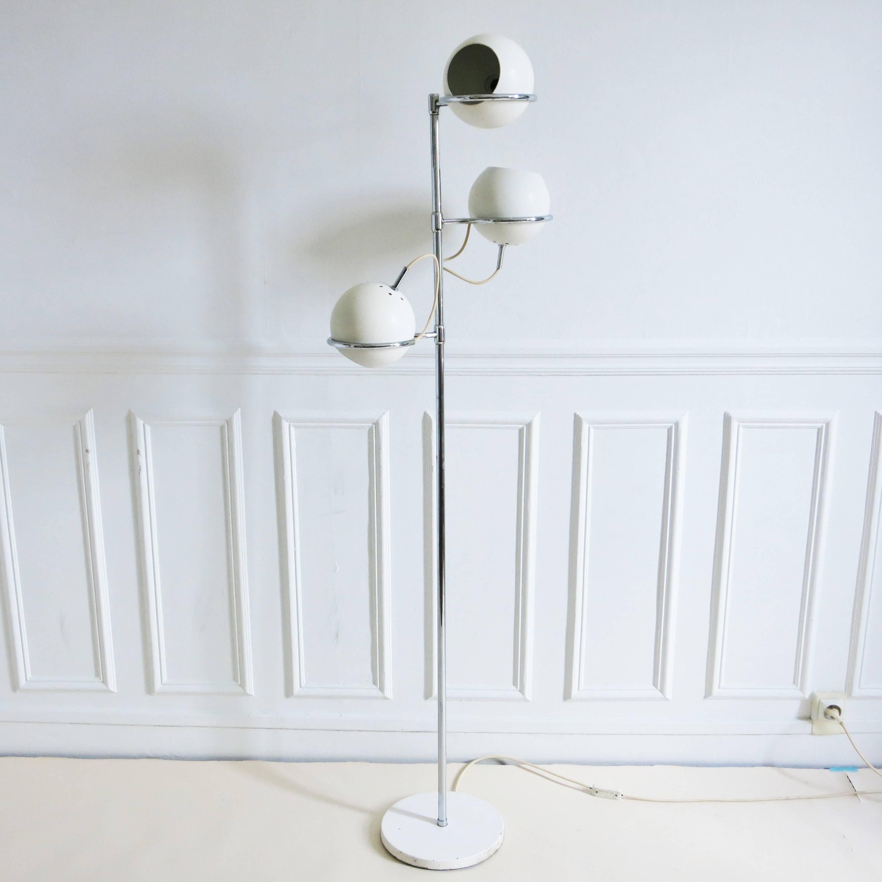 Floor Lamp with Three Adjustable Balls by Etienne Fermigier In Good Condition In Paris, FR