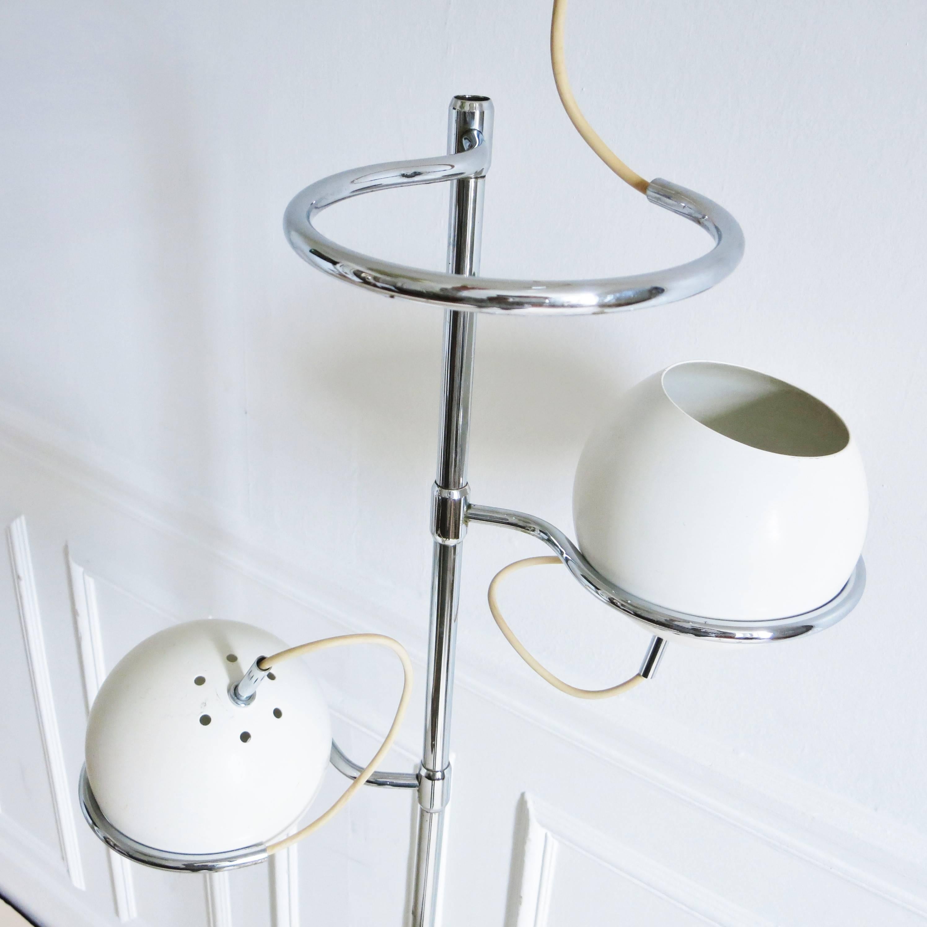 Chrome Floor Lamp with Three Adjustable Balls by Etienne Fermigier