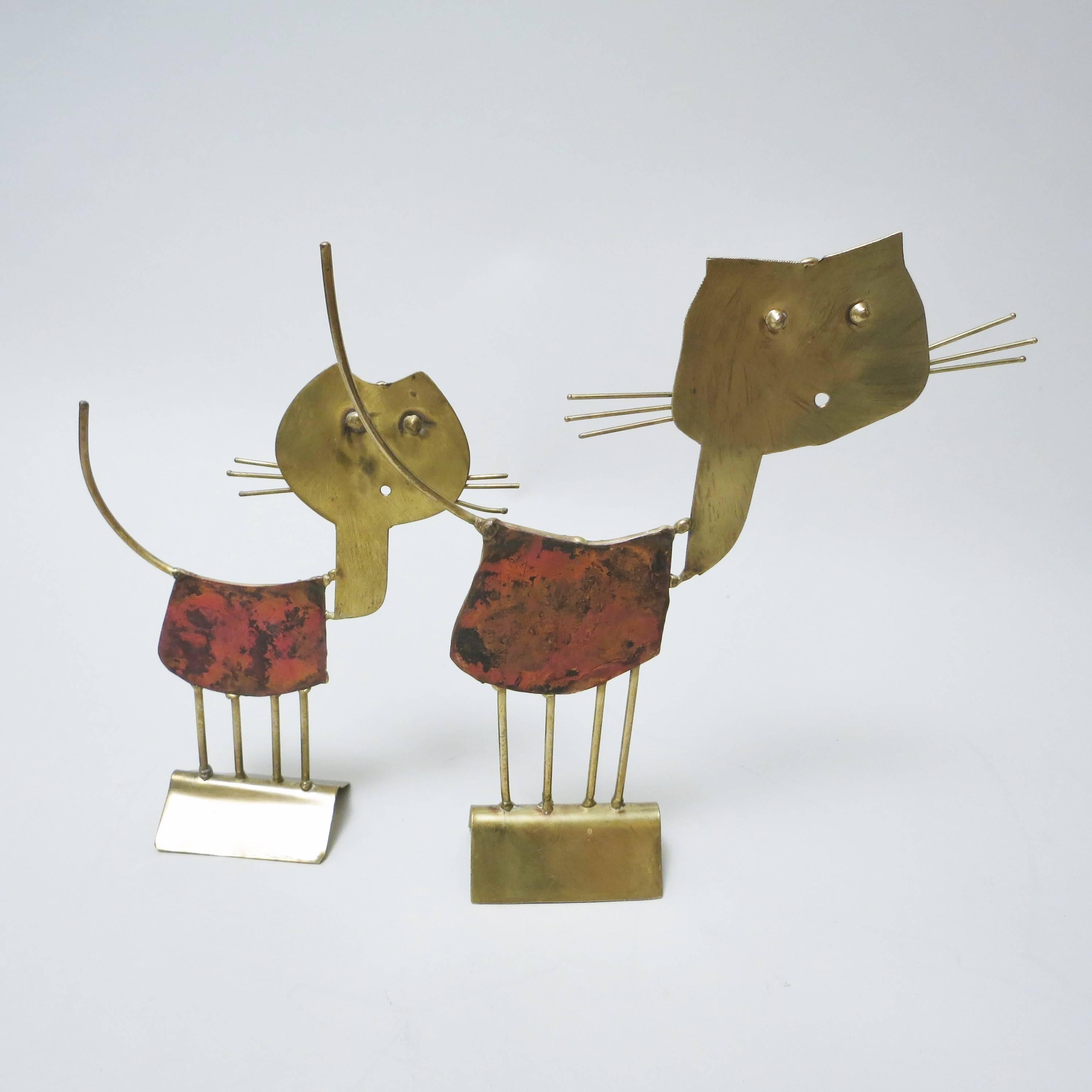 Set of Two Brutalist Cats Sculptures by French Artist Jarc For Sale 1