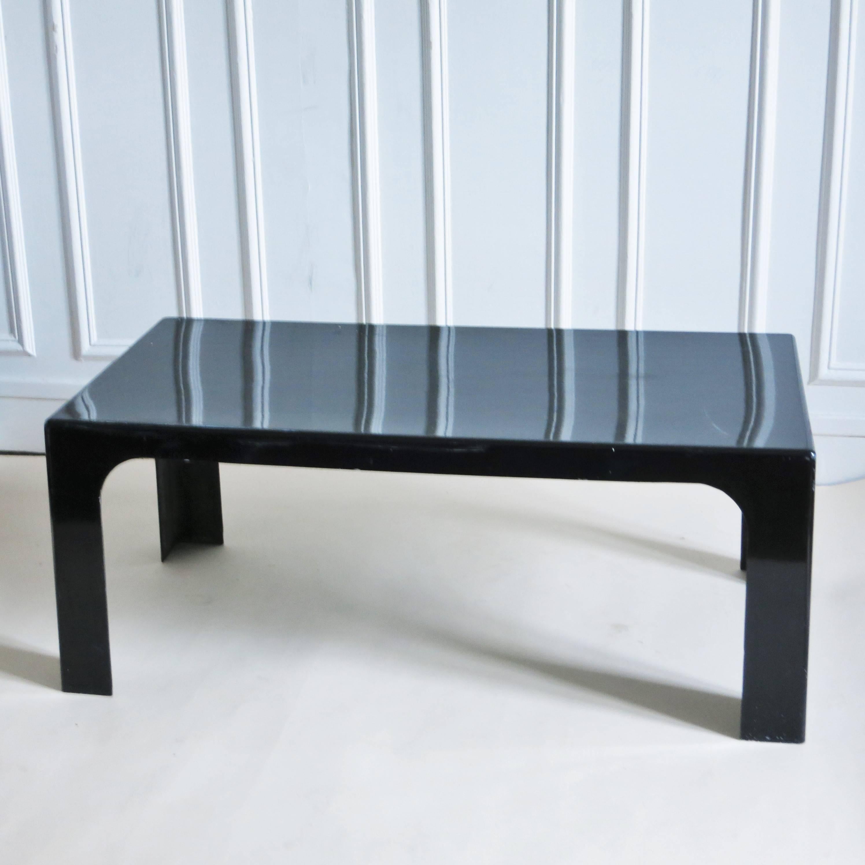 French Coffee Table in Black Fiberglass by Marc Berthier, 1972
