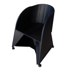 Late 20th Century Wood Folding Chair Adriano Paolo Suman Giorgetti Black Castor