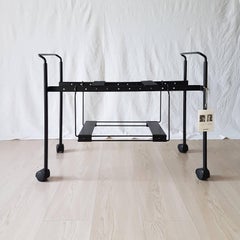 Italian Vintage Zanotta Extensible Cart in Black Enamelled Steel, 1988
