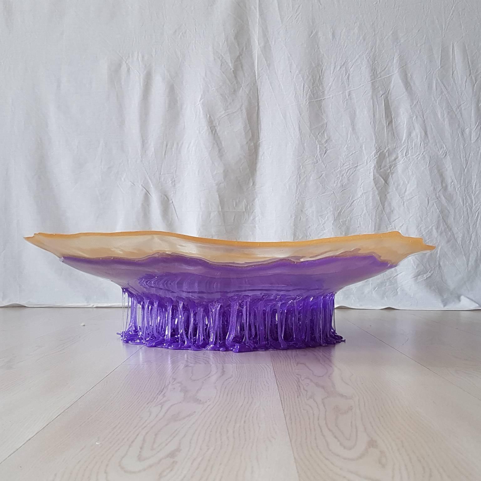 Gaetano Pesce Italian Contemporary Violet Polyurethane Bowl with Yellow Edge 1