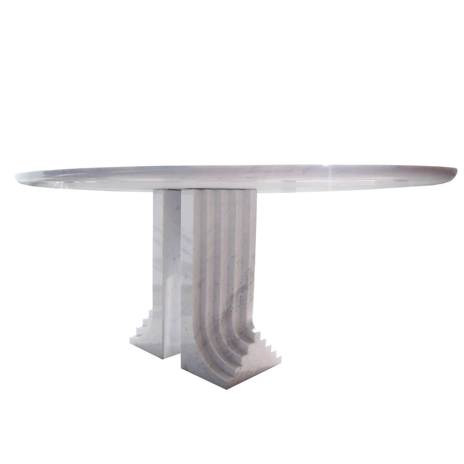 Wide White Marble Dining Table by Carlo Scarpa / Simon Mid-Century Modern  1