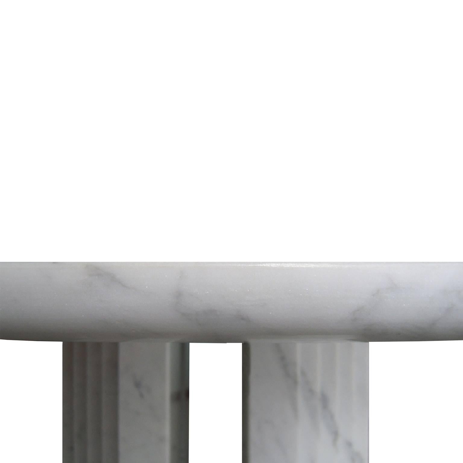Italian Wide White Marble Dining Table by Carlo Scarpa / Simon Mid-Century Modern 