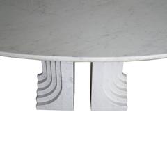 Wide White Marble Dining Table by Carlo Scarpa / Simon Mid-Century Modern