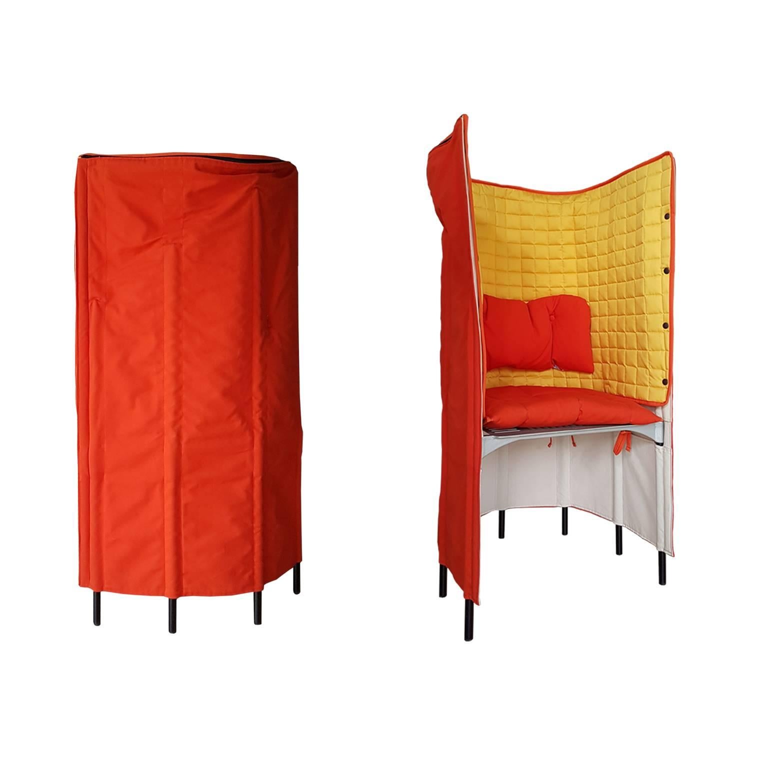 Post-Modern Contemporary Armchair by Gaetano Pesce in Orange Yellow Canvas 21th Century