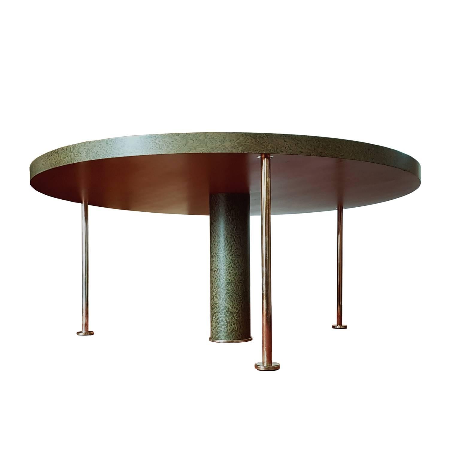 Italian DIning Room Table / Ettore Sottsass in Green Briar Root Brass Mid-Century Modern