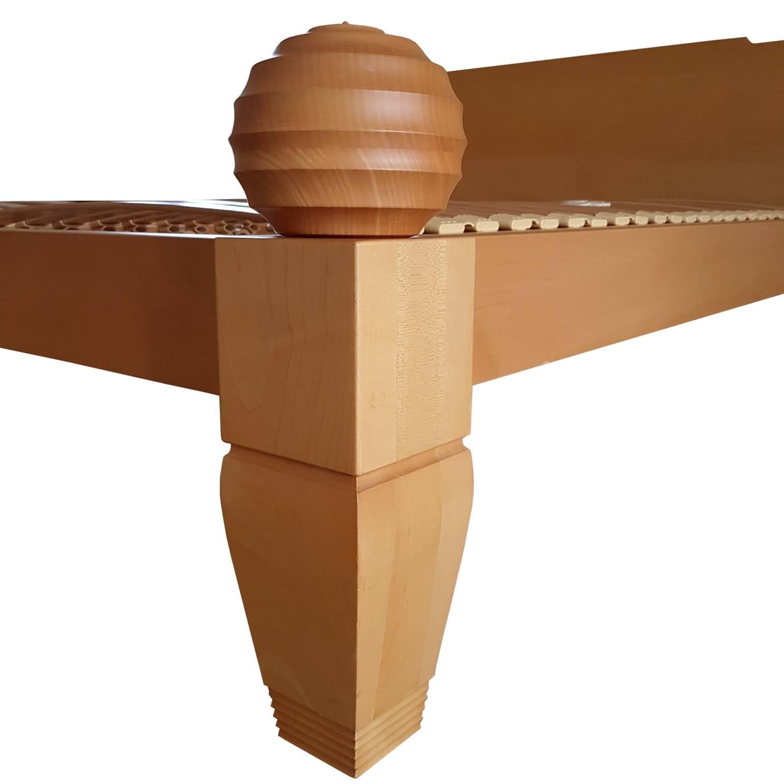 Other Wide Double Bed by Leon Krier in Solid Maple Wood, Italian, Late 20th Century