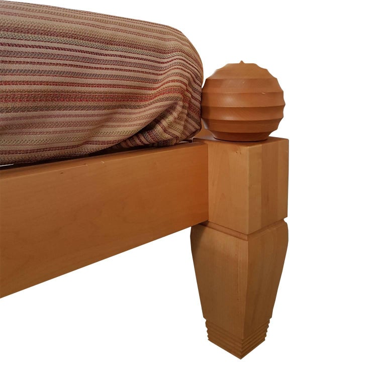 Wide Double Bed by Leon Krier in Solid Maple Wood, Italian, Late 20th