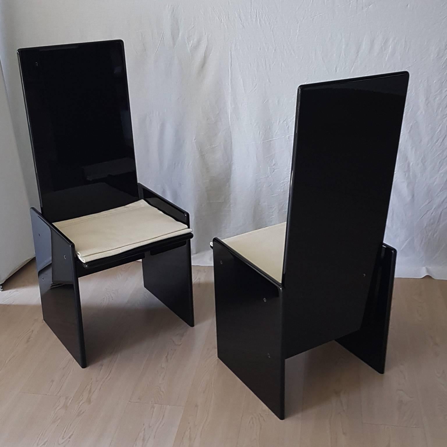 Lacquered Pair of Vintage Black Chairs by Kazuhide Takahama for Simon, Late 20th Century