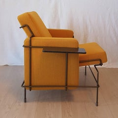 Konstantin Grcic Italian Yellow Fabric Armchair with Brown Steel Frame