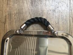 Malibu Tray in Black, Stainless Steel with Black Rope Handles