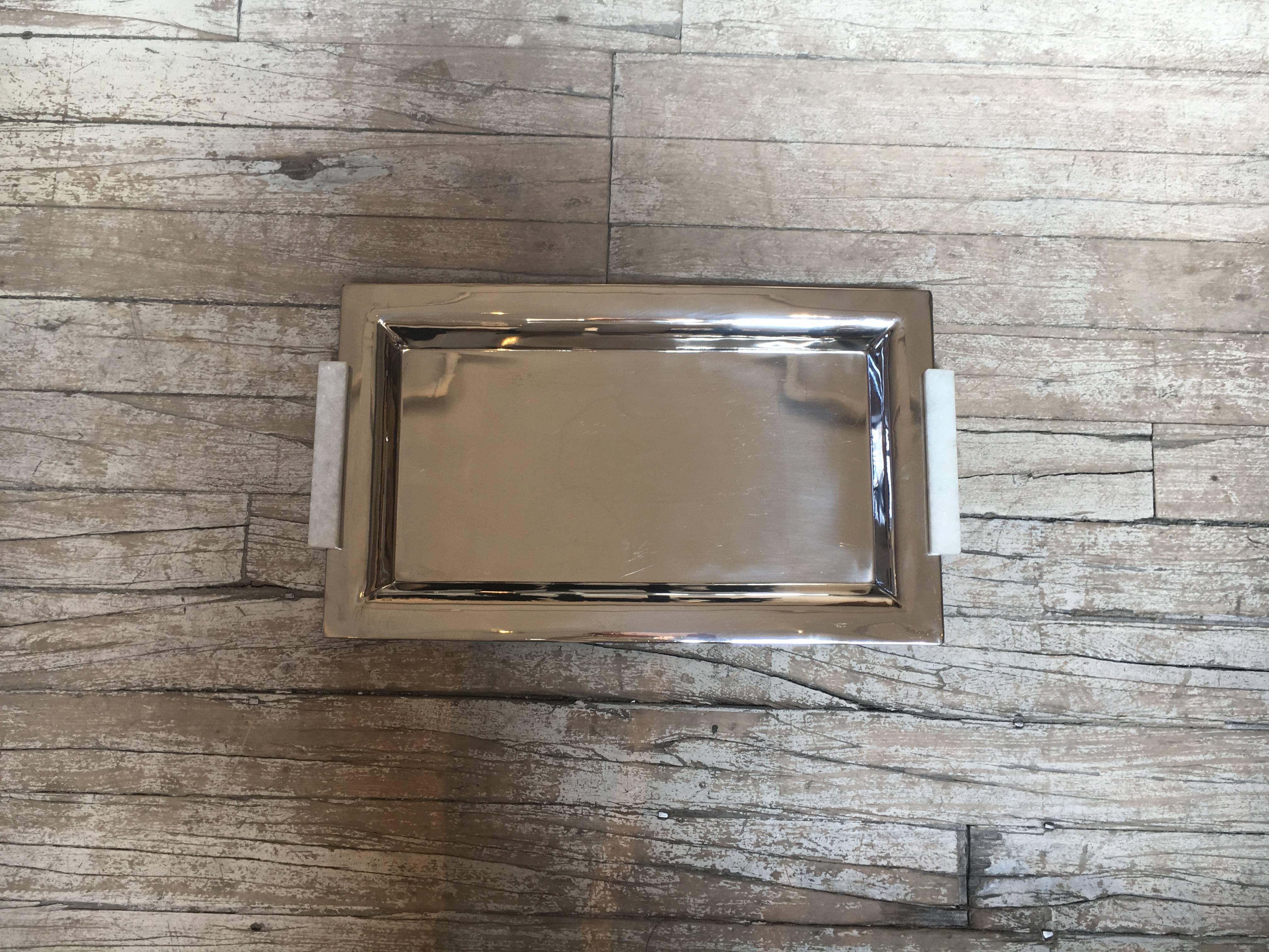 Contemporary Stone Handled Serving Tray For Sale