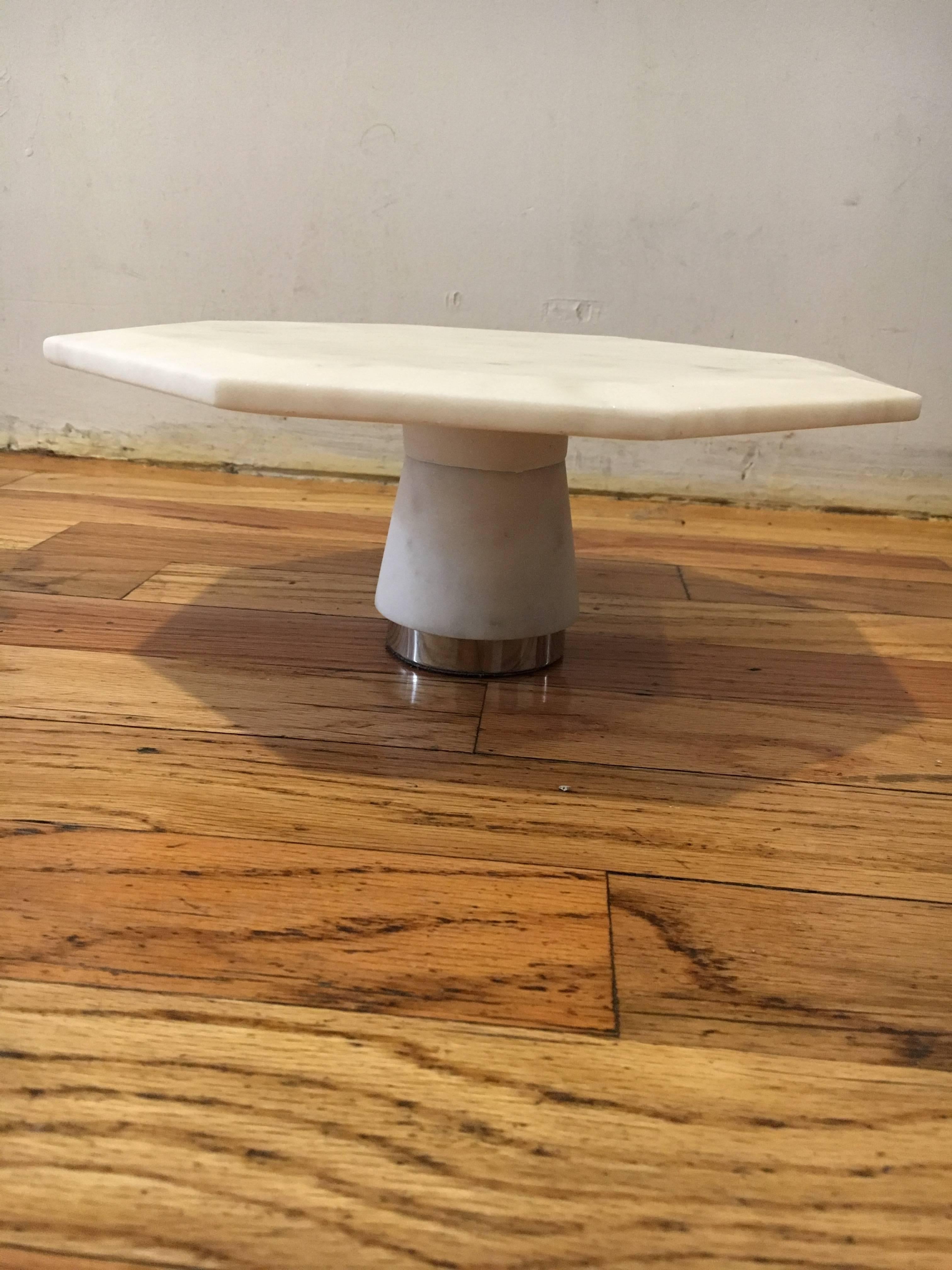 Octagonal marble serving cake stand.