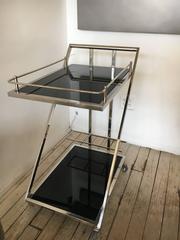 Lehigh Bar Cart, Silver and Black Lacquer