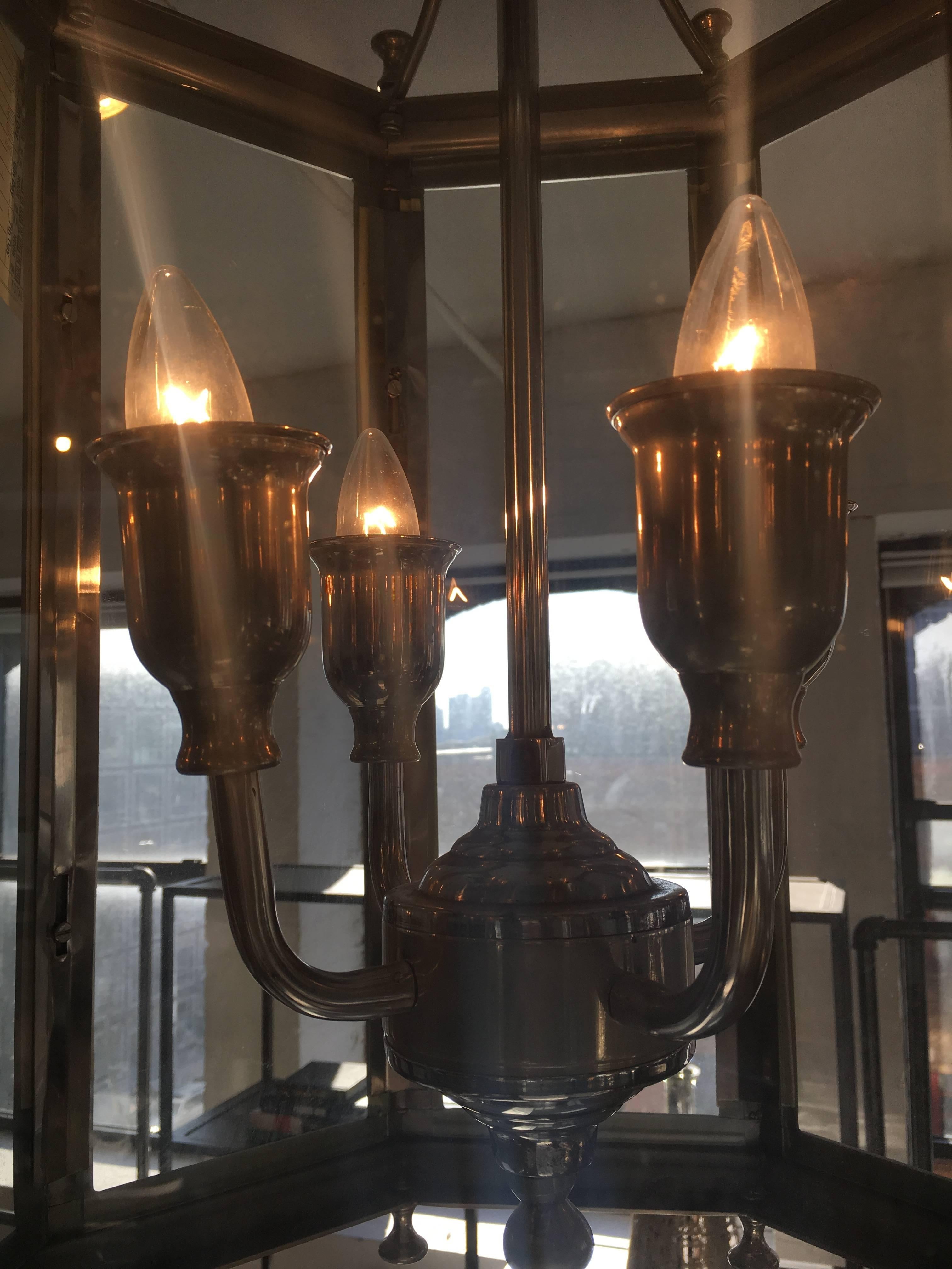 American Classical Pair of Lantern Chandeliers For Sale