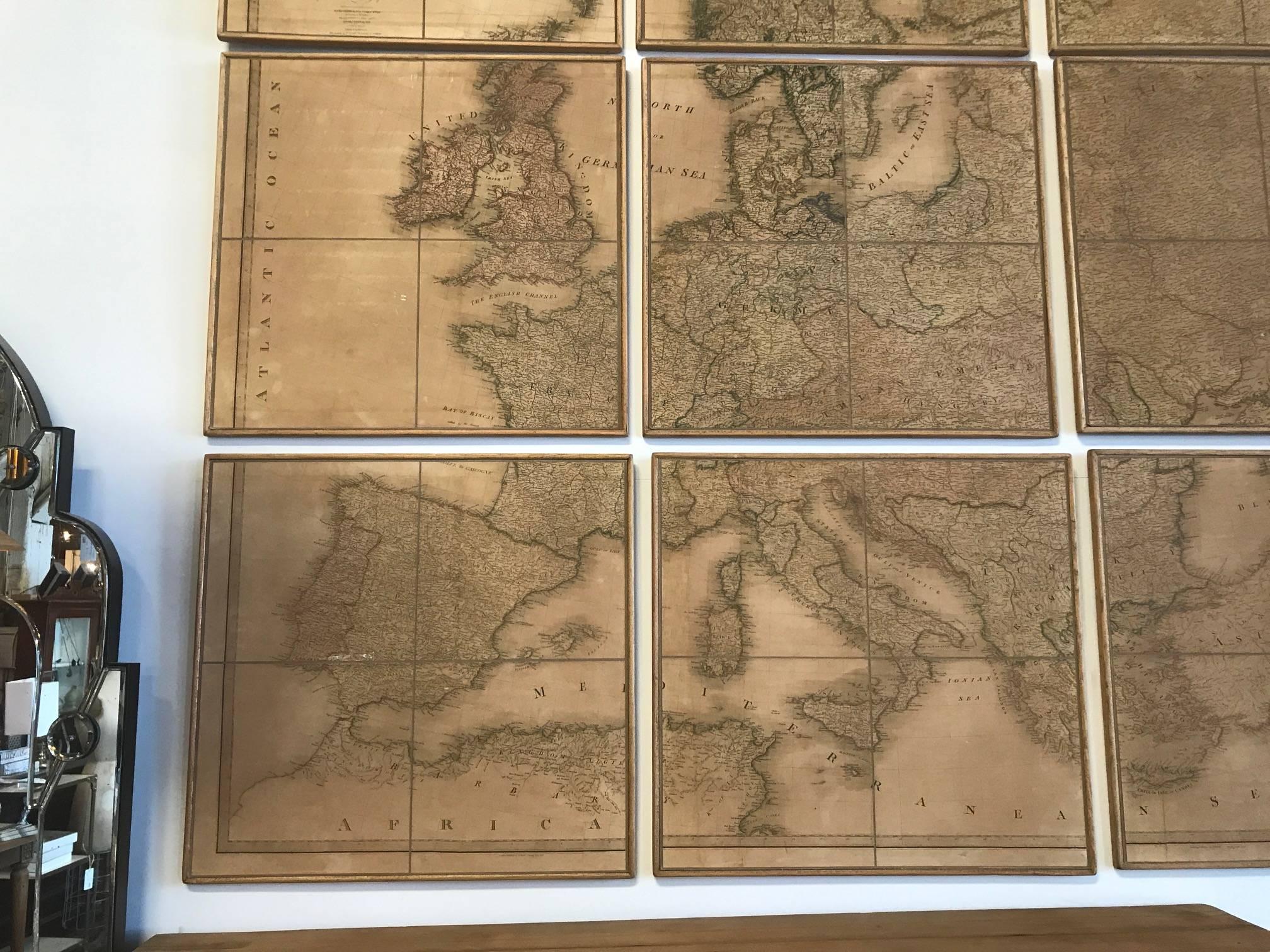 Plated Nine-Piece Map of Europe For Sale