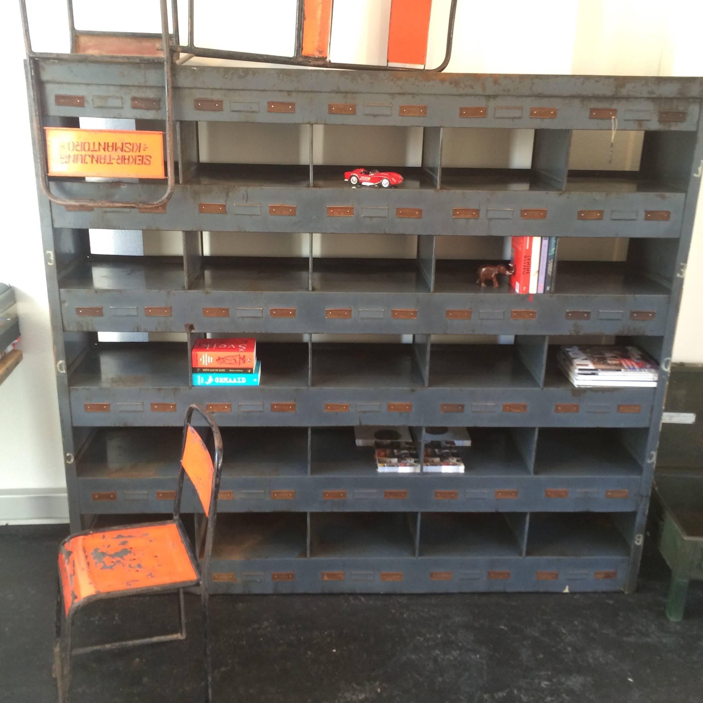 European 20th Century Industrial Vintage Bookcase One-of-a-Kind For Sale