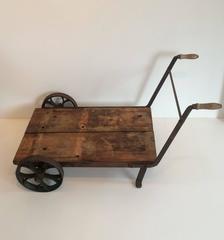 1860 Industrial Vintage Trolley, Wheelbarrow or Cart Steel Wheeled Coffee Table