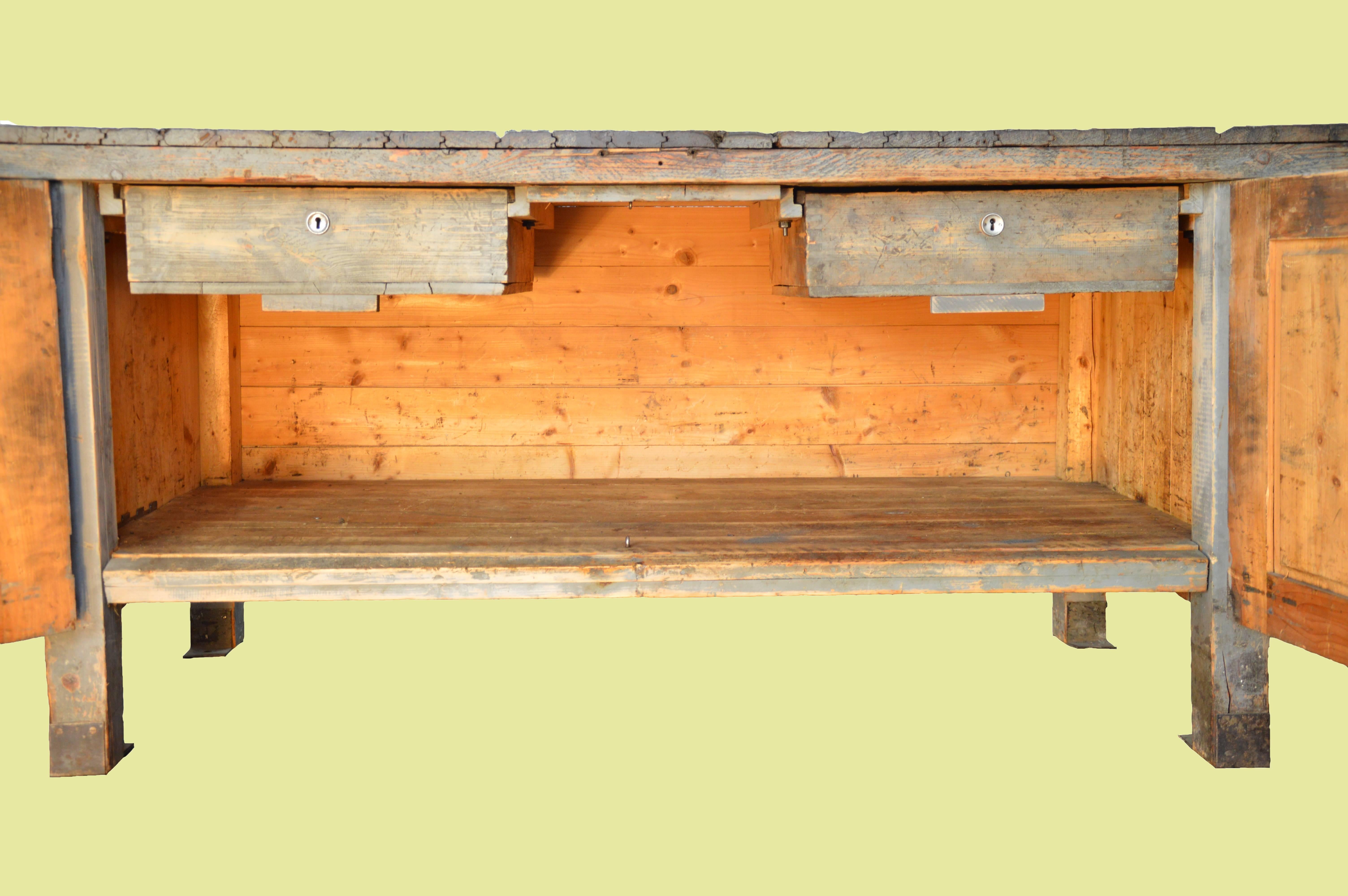 Mid-20th Century 20th Century Industrial Vintage Workbench One-of-a-kind For Sale