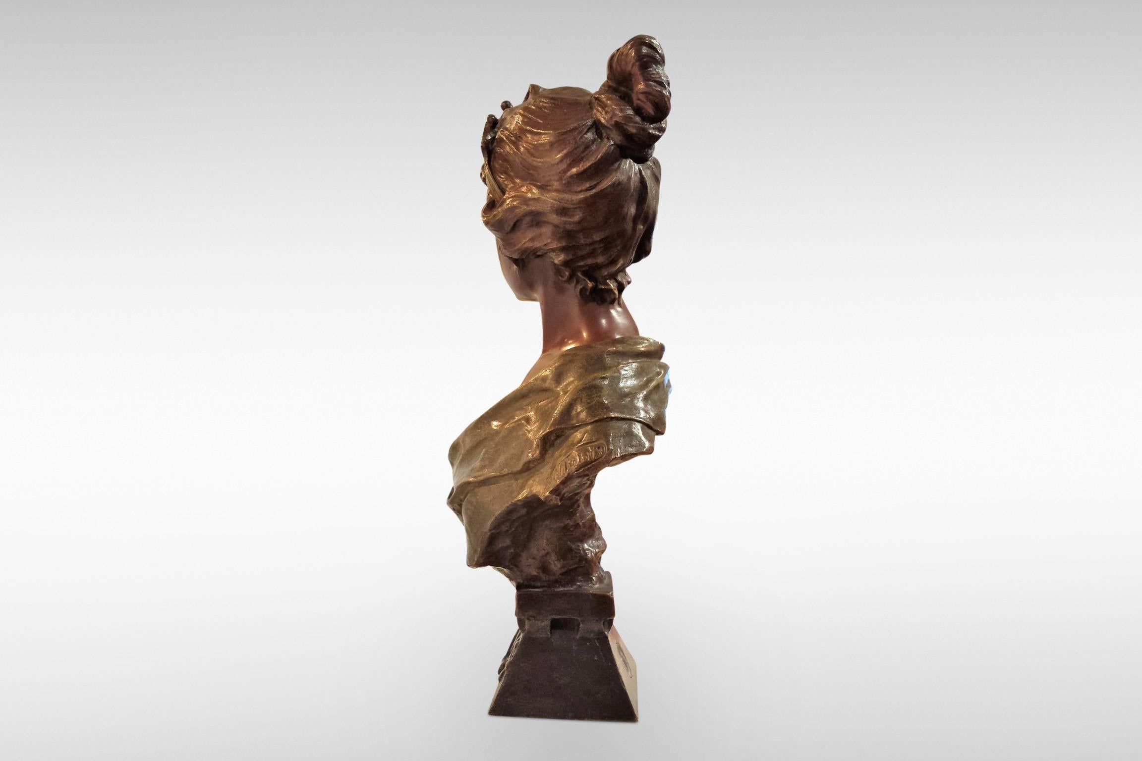 19th Century 'Lucrece': Art Nouveau Bronze by Emmanuel Villanis For Sale