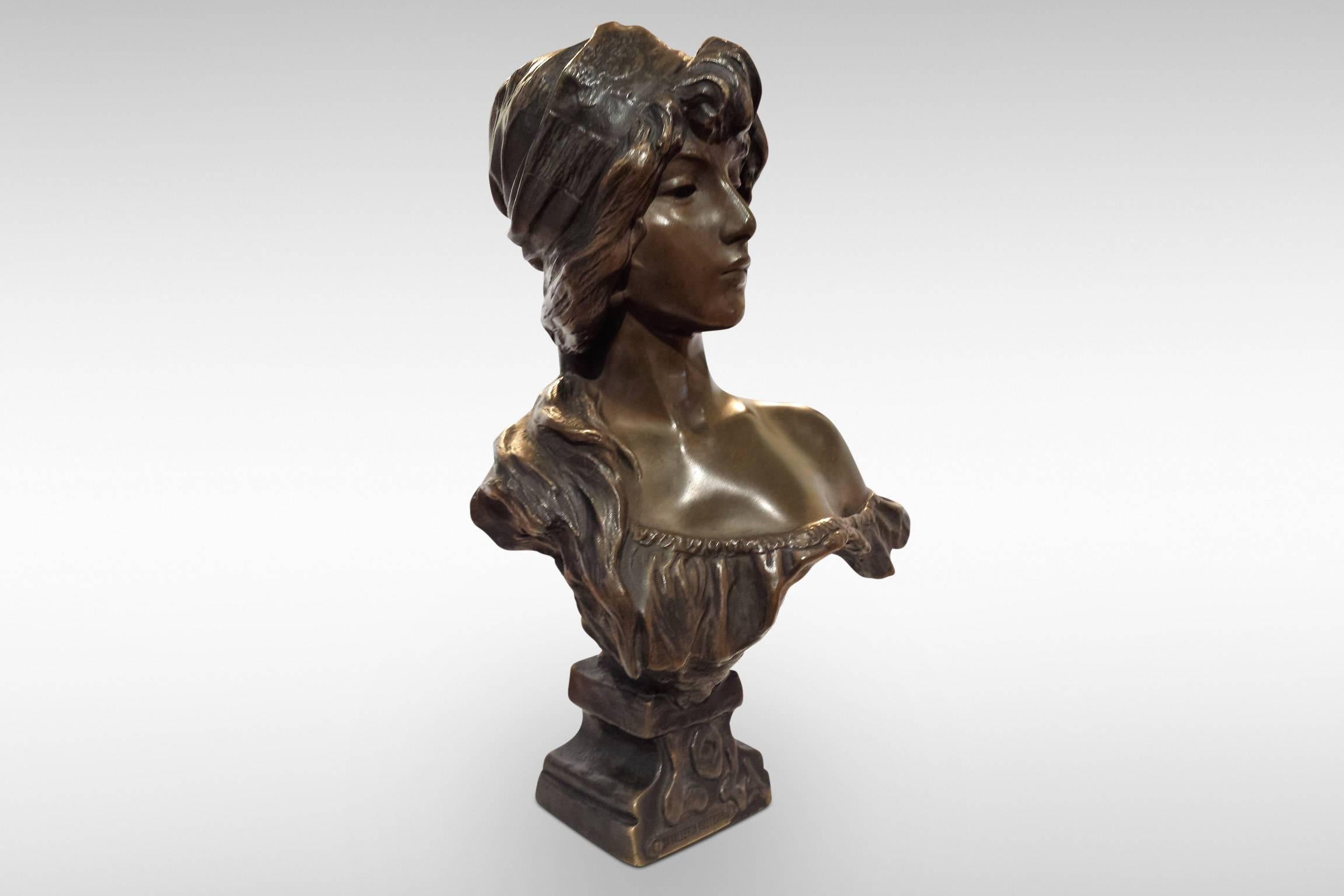 'Lola' Art Nouveau Bronze by Emmanuel Villanis 1