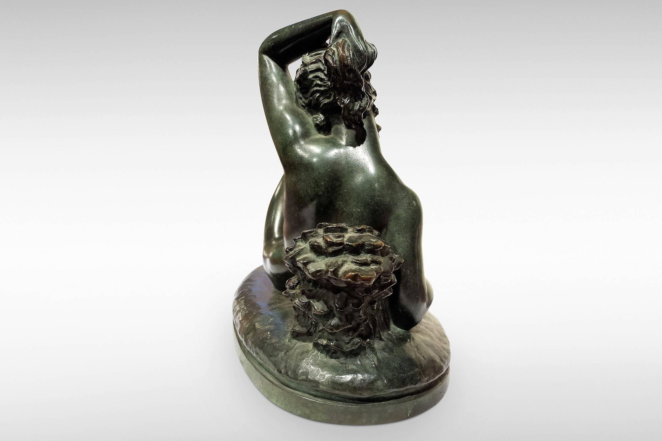 European 'Nu Couche', an Art Deco Bronze by E Montag For Sale