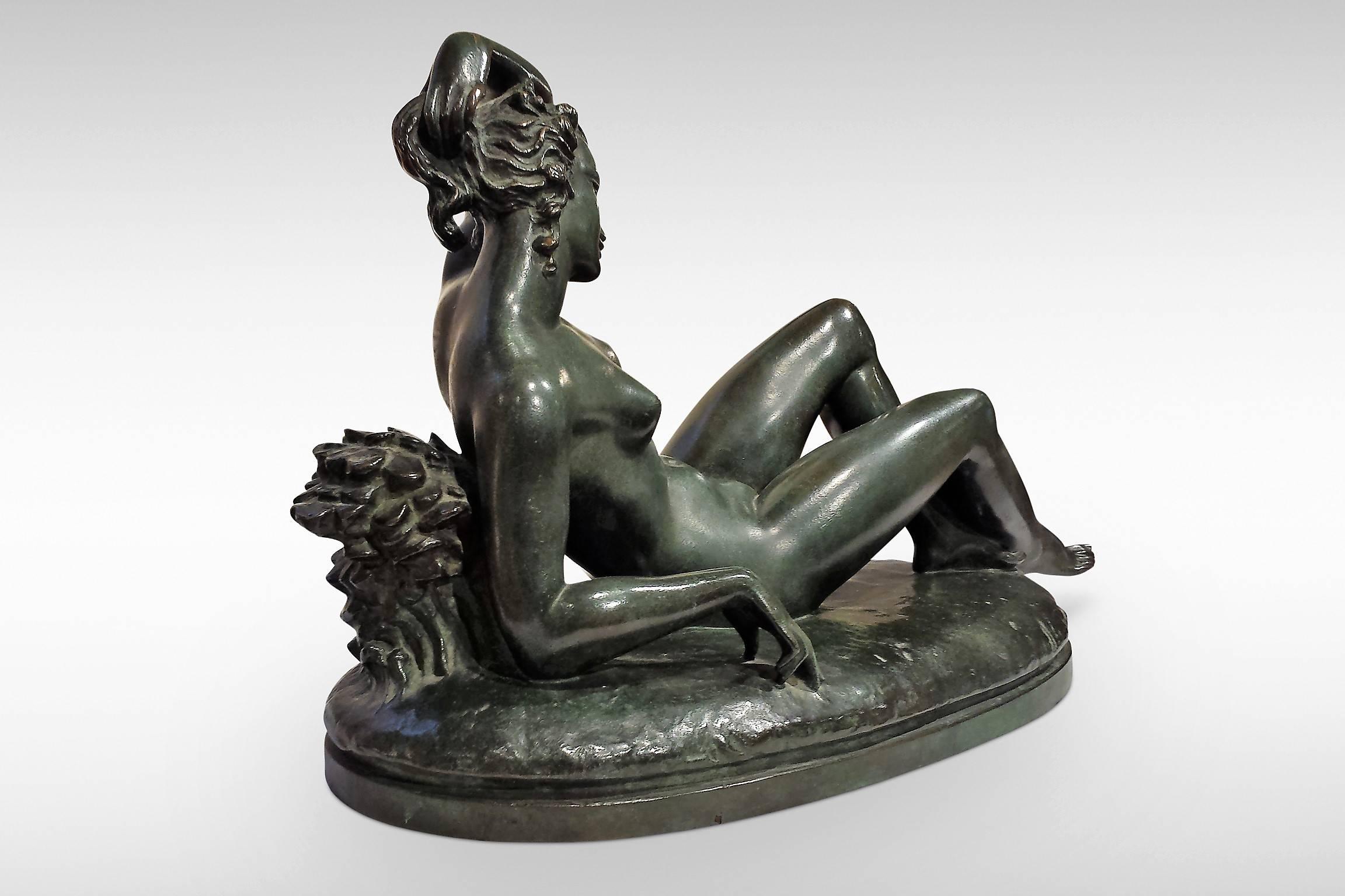 'Nu Couche', an Art Deco Bronze by E Montag For Sale 1