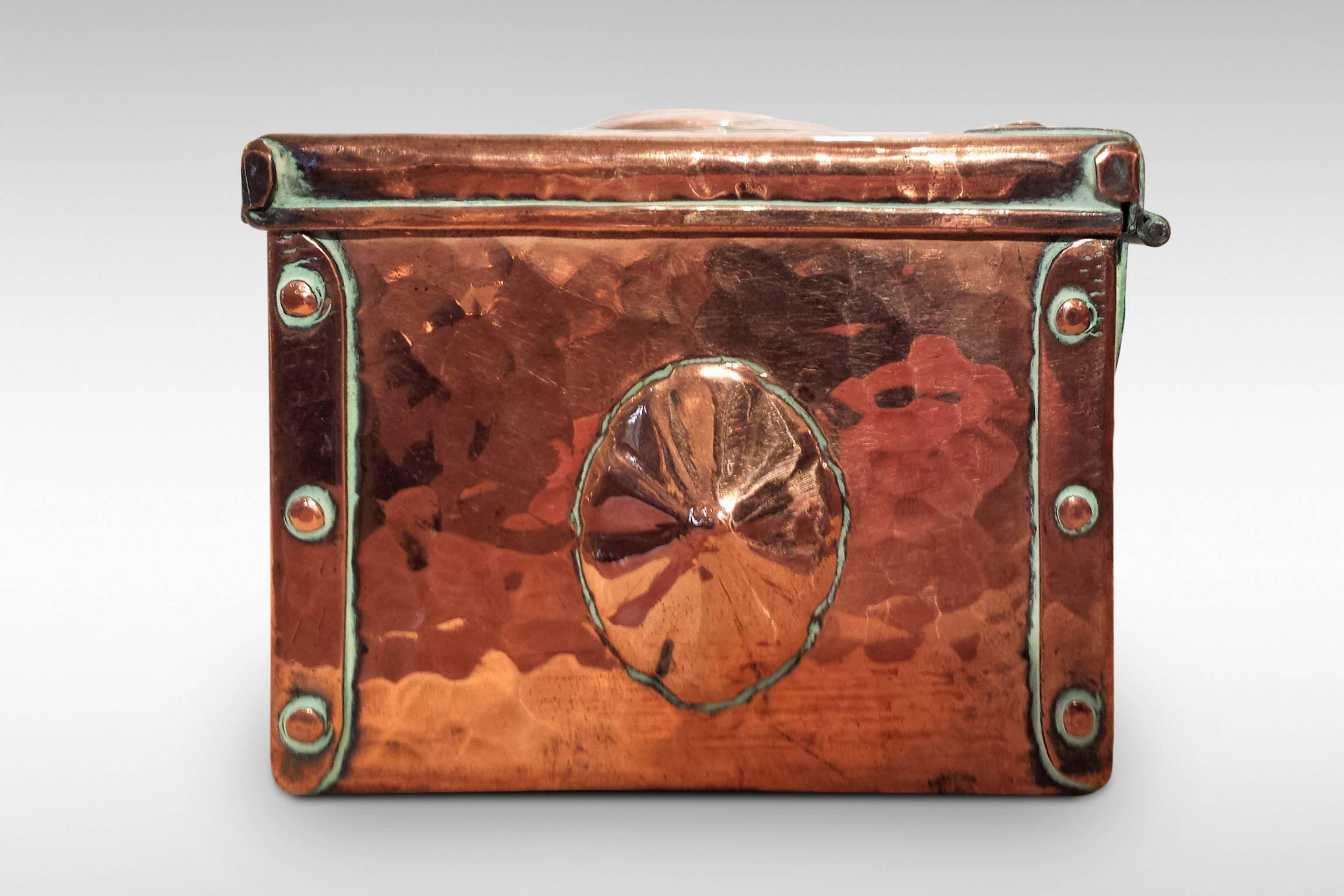 English Arts & Crafts Movement Copper Casket by the Newlyn School For Sale