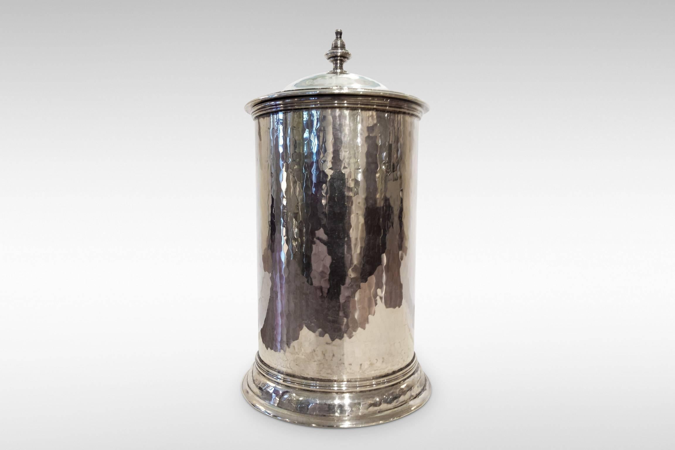Arts and Crafts Movement Silver lidded Pot with liner by the Guild of Handicraft In Good Condition For Sale In Kent, GB