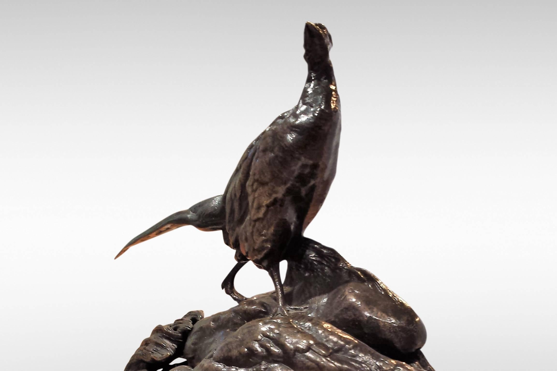 A charming bronze sculpture of nesting pleasants by Auguste Cain.
Signed 'A Cain' to the base, 
circa 1880.