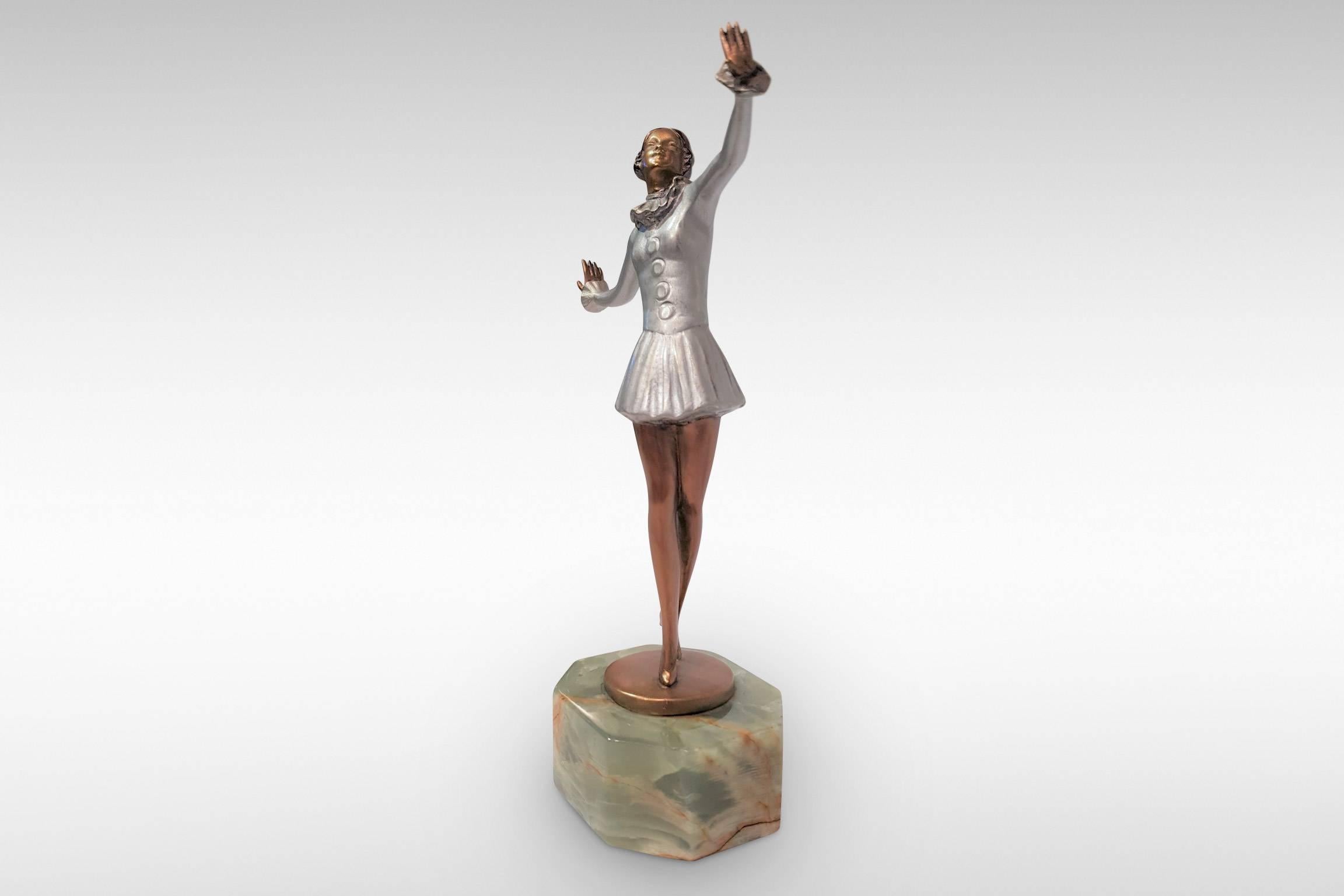 'Josepine' by Josef Lorenzl is a charming Art Deco silvered bronze figurine with cold-painted decoration, circa 1930.