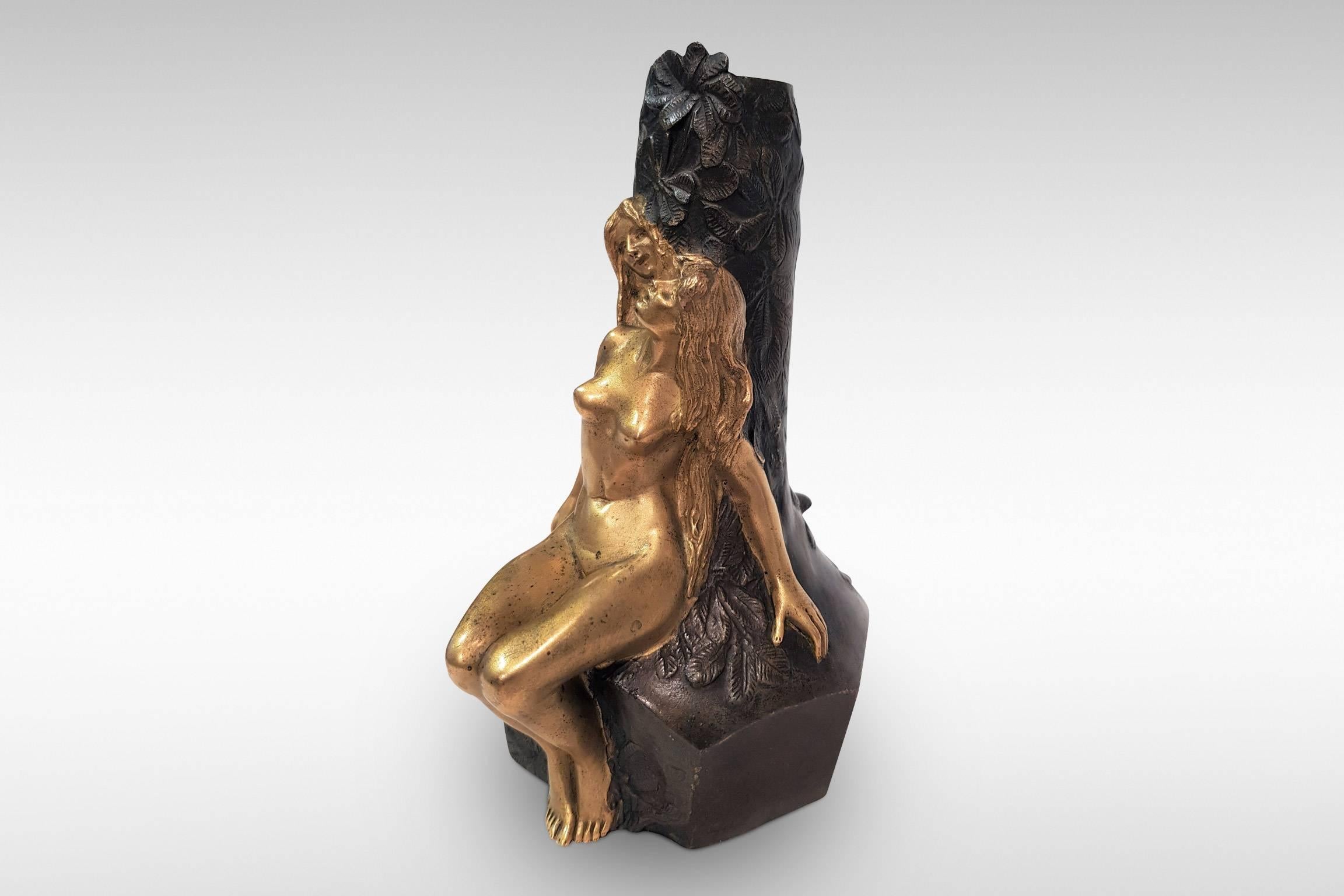 'Fee Des Bois', ('Woodland Fairy') is an Art Nouveau bronze and gilt sculpture by Charles Korschann, dating from circa 1900.