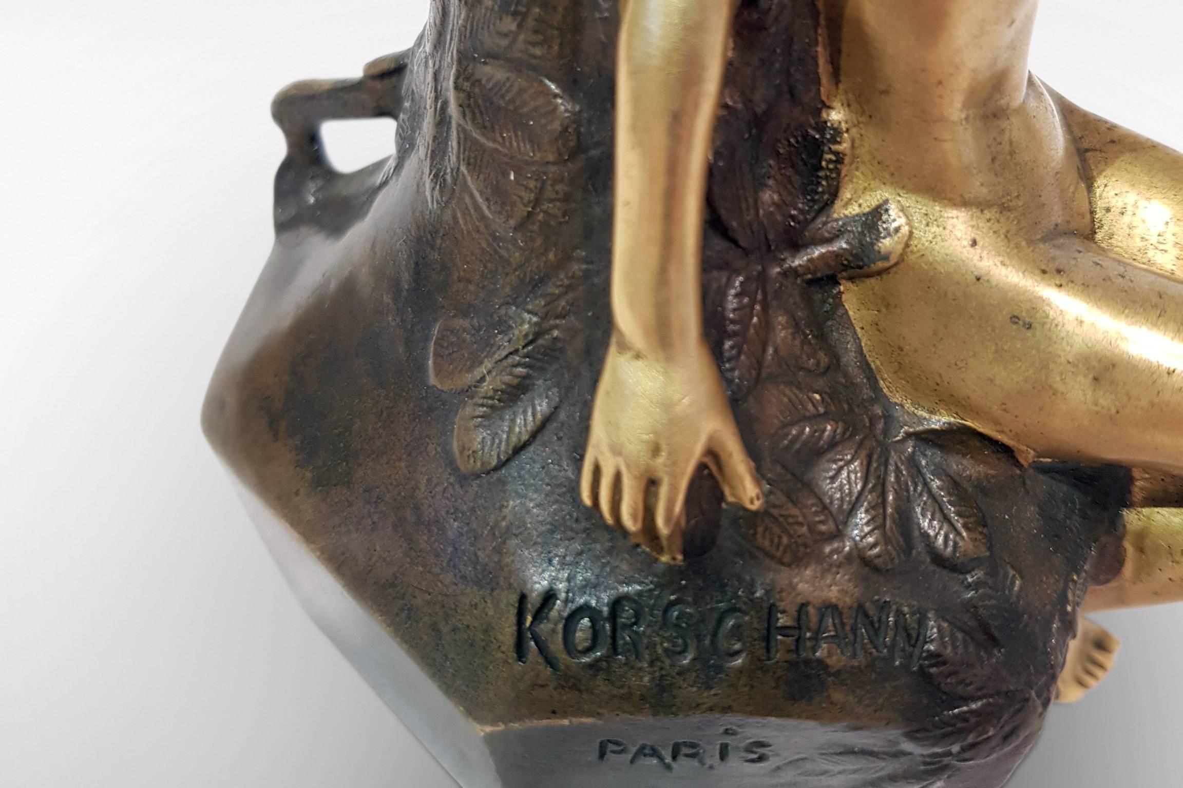 'Fee Des Bois', an Art Nouveau Bronze Sculpture by Charles Korschann For Sale 2