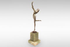 'Freedom', Art Deco Silvered Bronze Figurine by Josef Lorenzl