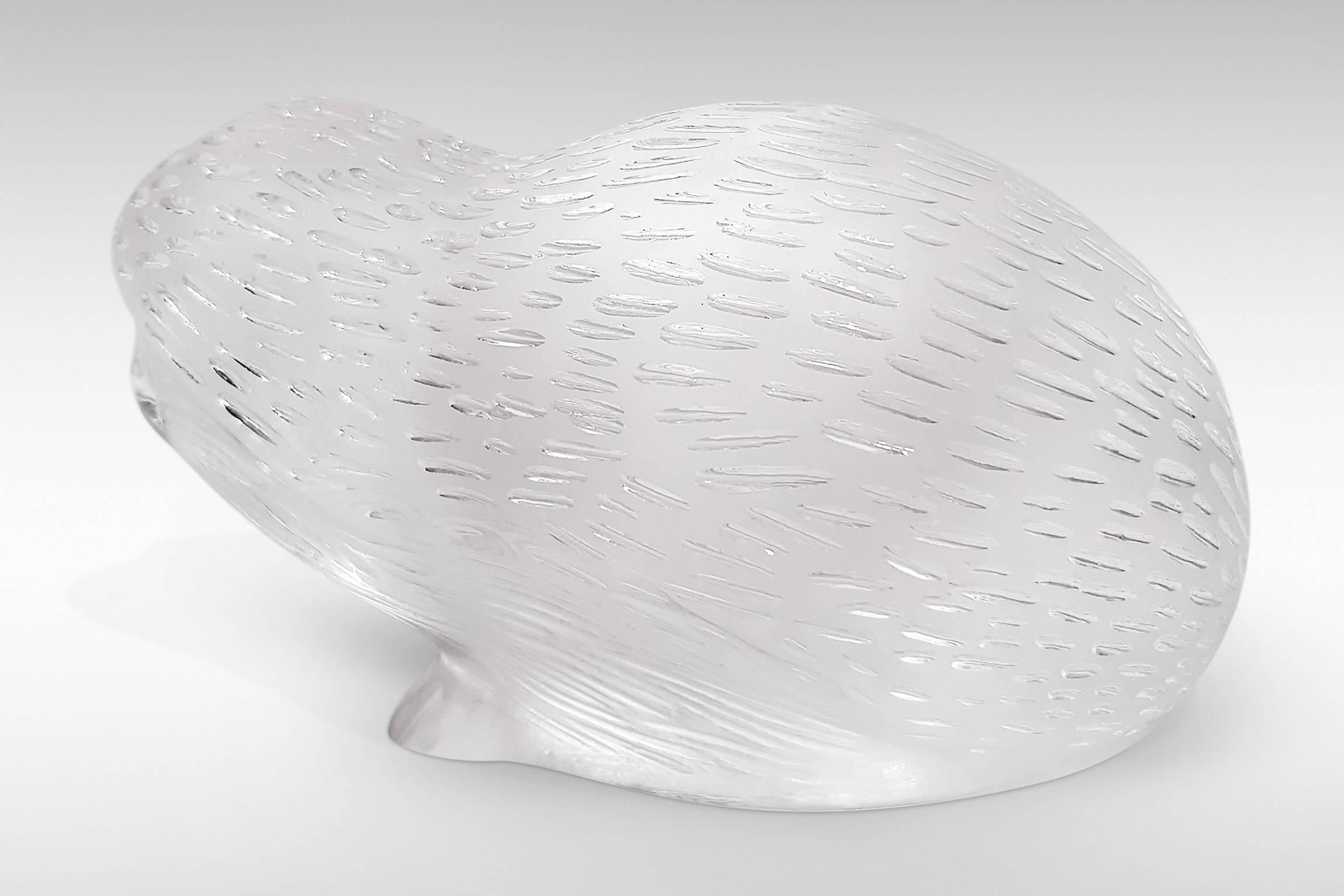 Lalique Hedgehog in Frosted and Polished Glass In Excellent Condition For Sale In Kent, GB