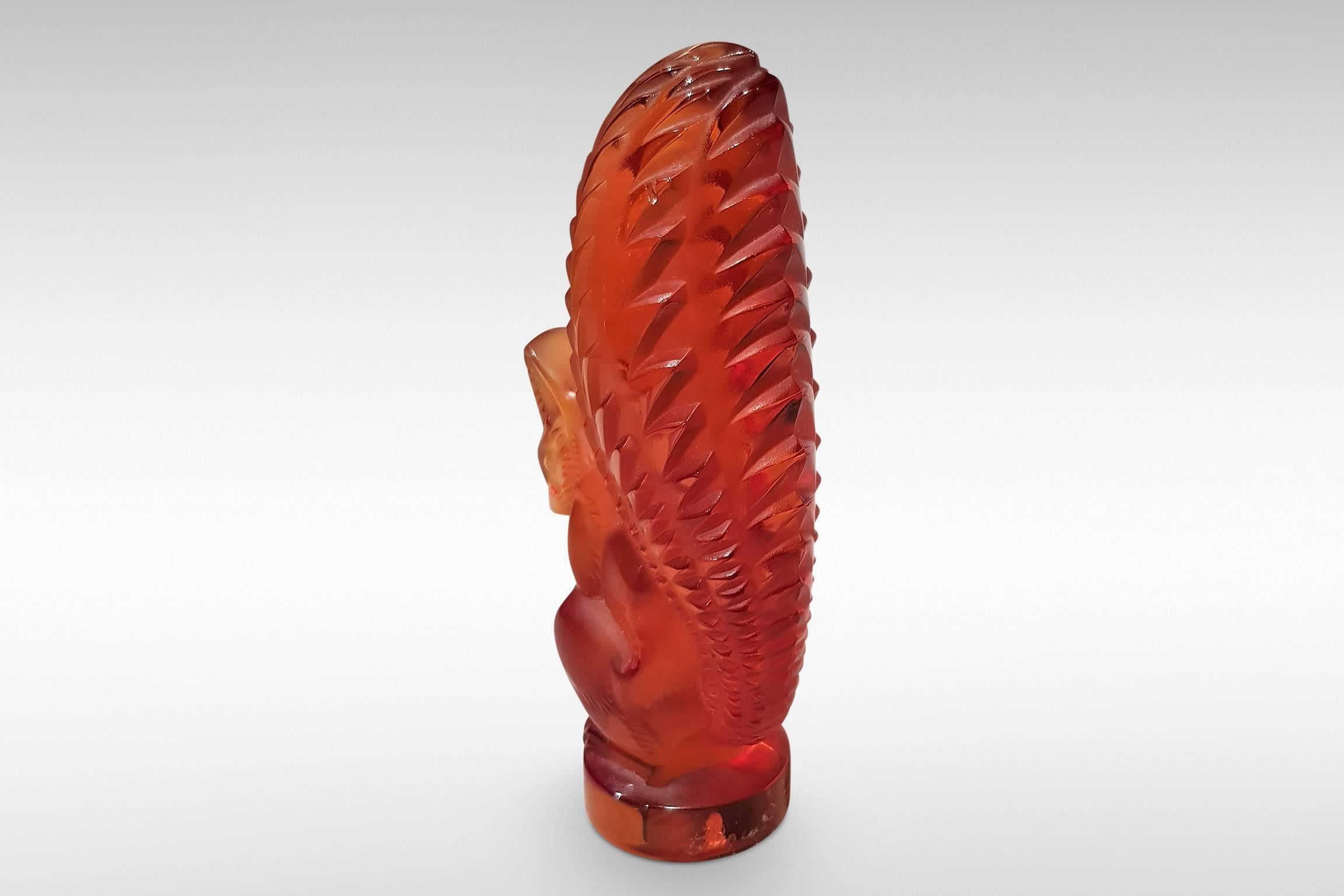 Art Deco Amber Glass Squirrel by Marc Lalique For Sale