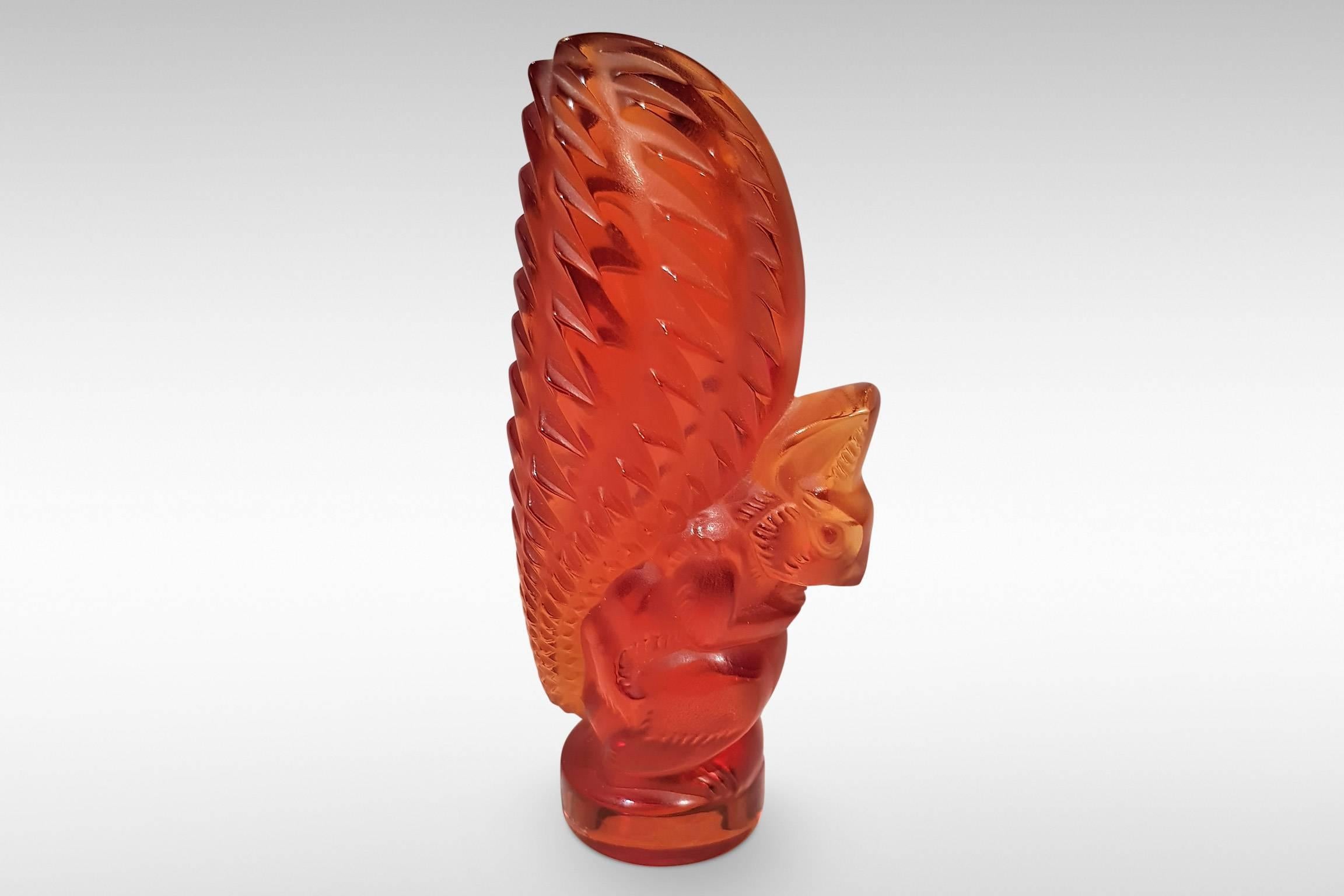 Amber Glass Squirrel by Marc Lalique In Excellent Condition For Sale In Kent, GB