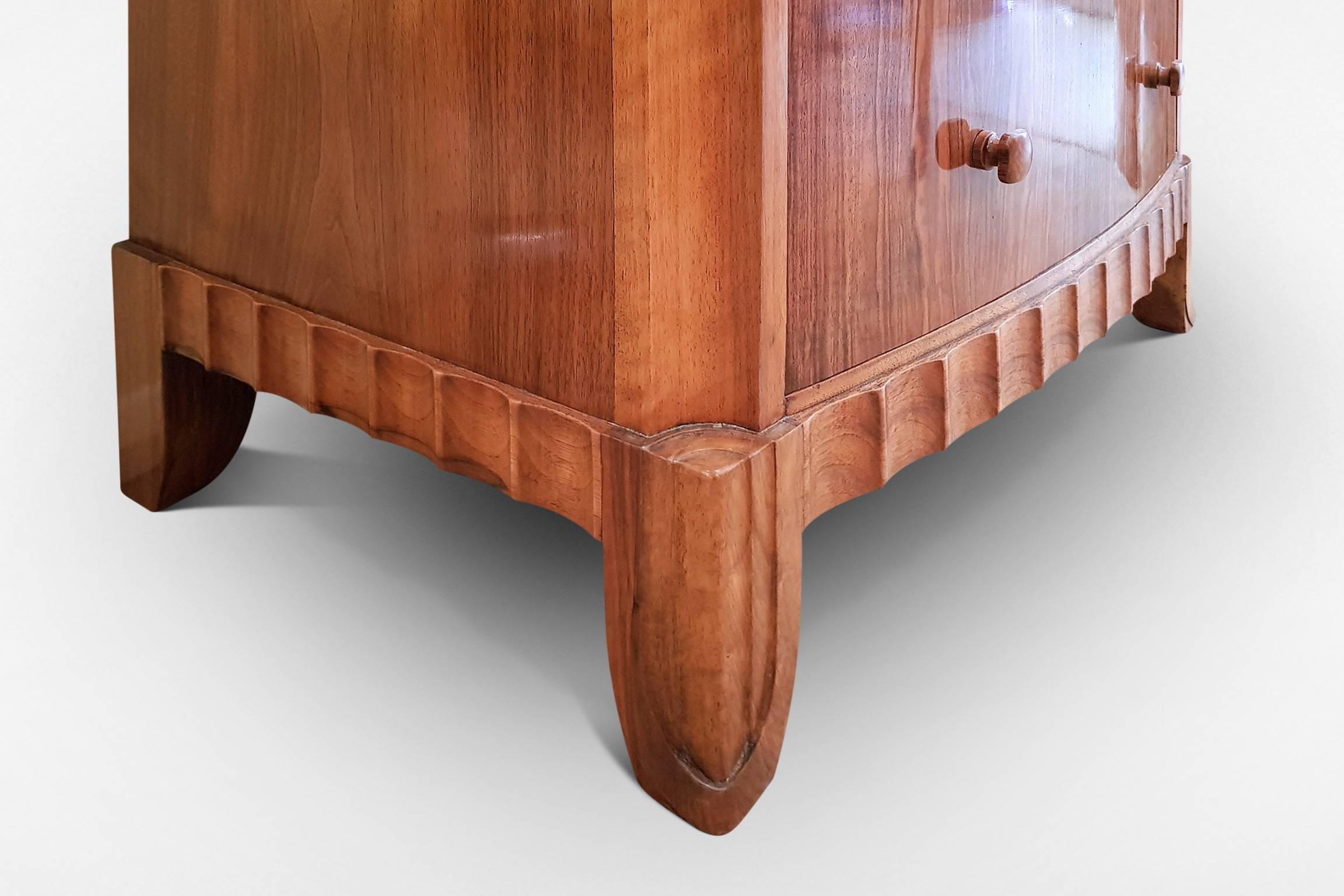 20th Century Art Deco Walnut Tallboy Chest with Cupboard over Attributed to Serge Chermayeff