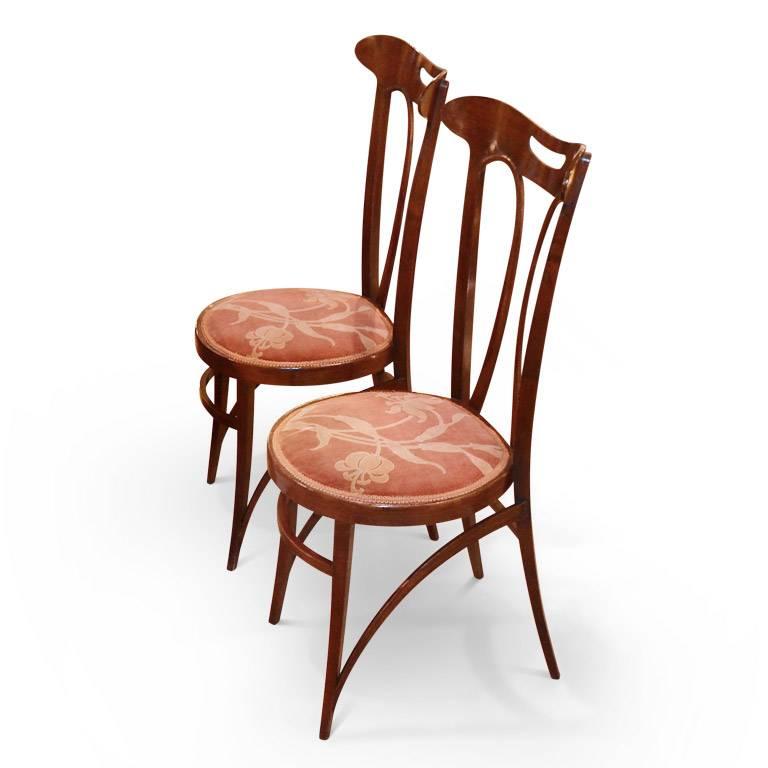 European Pair of Art Nouveau Side Chairs For Sale