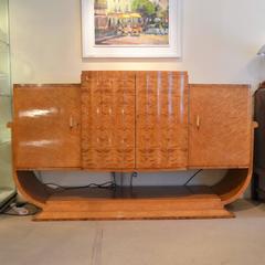 Art Deco U-Base Sideboard by Epstein in Bird's-Eye Maple