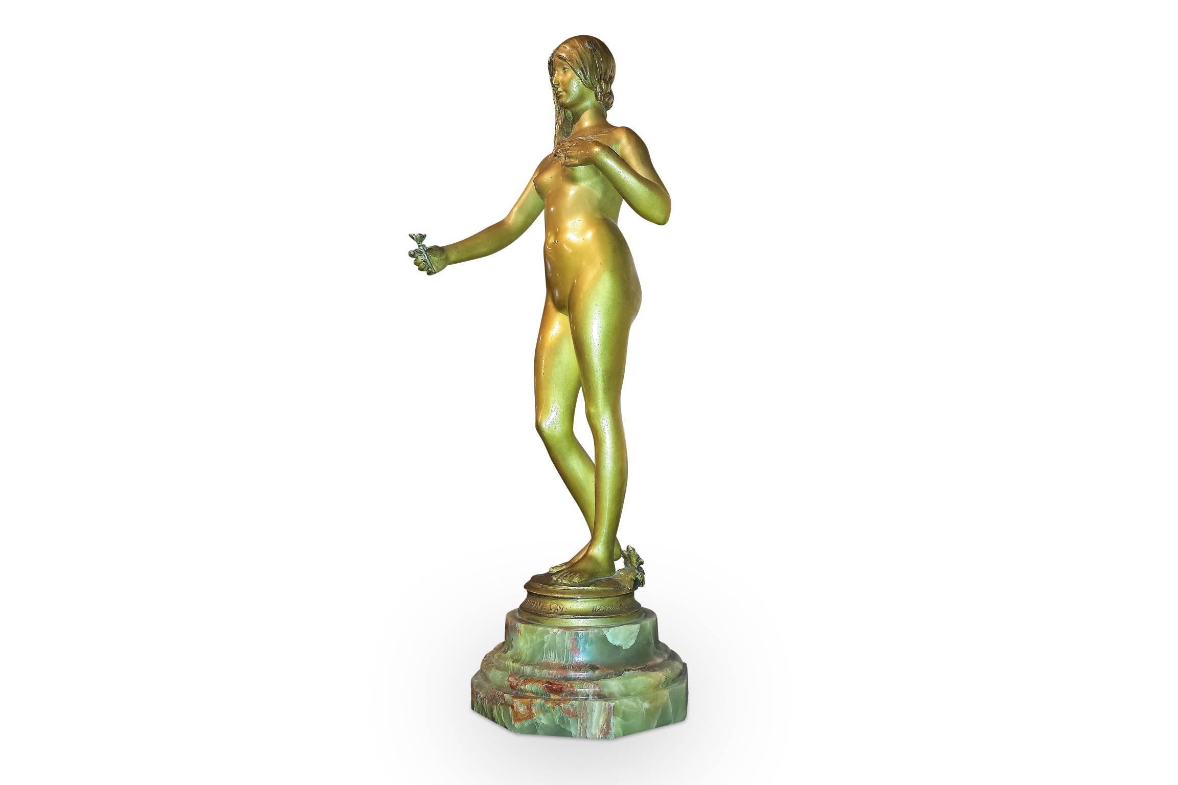 French Original Art Nouveau Nude Bronze La Jeunesse by Antonin Carles For Sale
