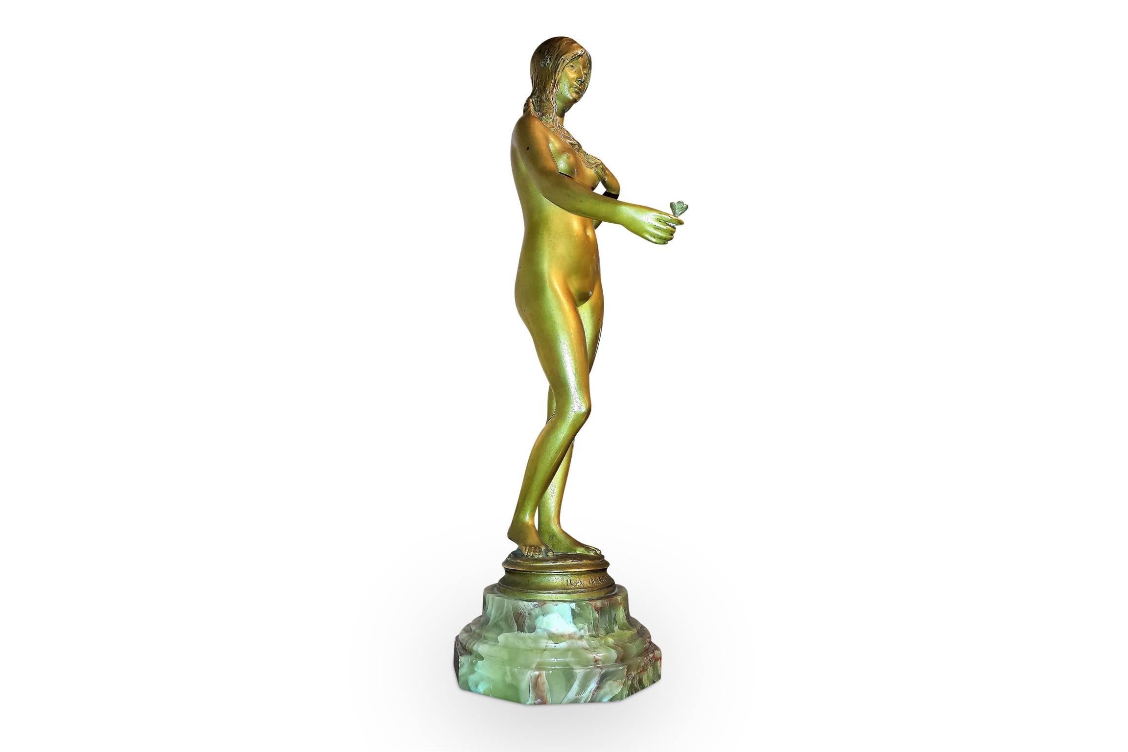 Original Art Nouveau Nude Bronze La Jeunesse by Antonin Carles In Excellent Condition For Sale In Kent, GB